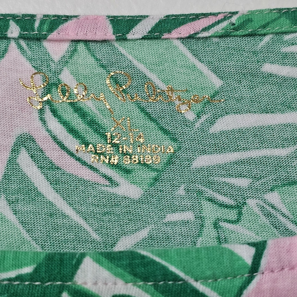 LILLY PULITZER Dress Girls XL (12-14) Mini Lidia Leaf Print Casual Summer - Picture 2 of 4
